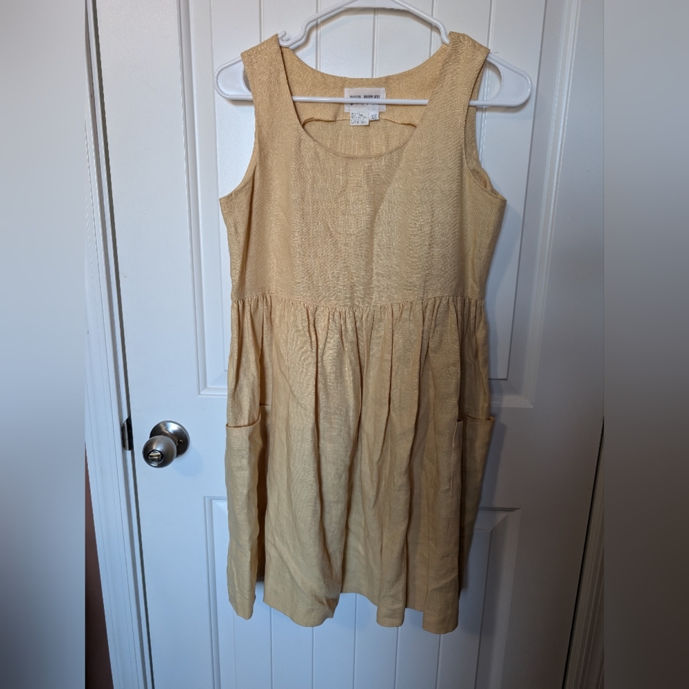 Vintage Hugo Buscati Linen Tank Top Dress Light Yellow XSmall